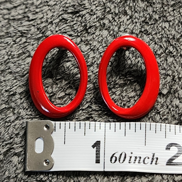 Vintage Red Hoop Earrings - Picture 3 of 7